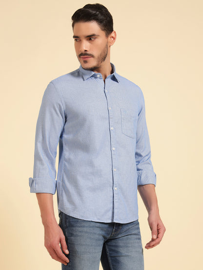 Casual Shirt for Men | Breathable & Soft with Color Fastness Regular Fit Cotton Fabric Self Design Pattern