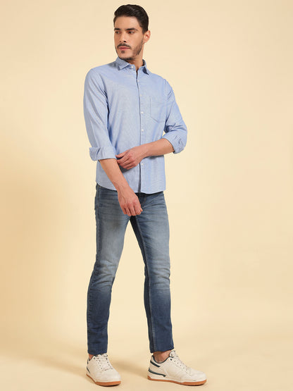Casual Shirt for Men | Breathable & Soft with Color Fastness Regular Fit Cotton Fabric Self Design Pattern