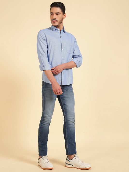 Casual Shirt for Men | Breathable & Soft with Color Fastness Regular Fit Cotton Fabric Self Design Pattern