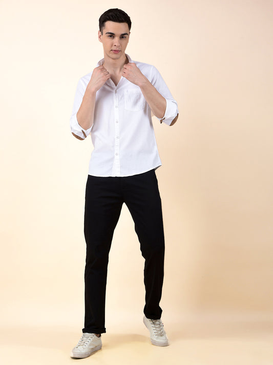Casual Shirt for Men | Breathable & Soft with Color Fastness Slim Cotton Fabric Solid Pattern