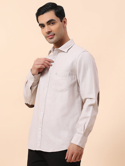 Casual Shirt for Men | Breathable & Soft with Color Fastness Slim Fit Spread Collar Cotton Fabric Self Design Pattern