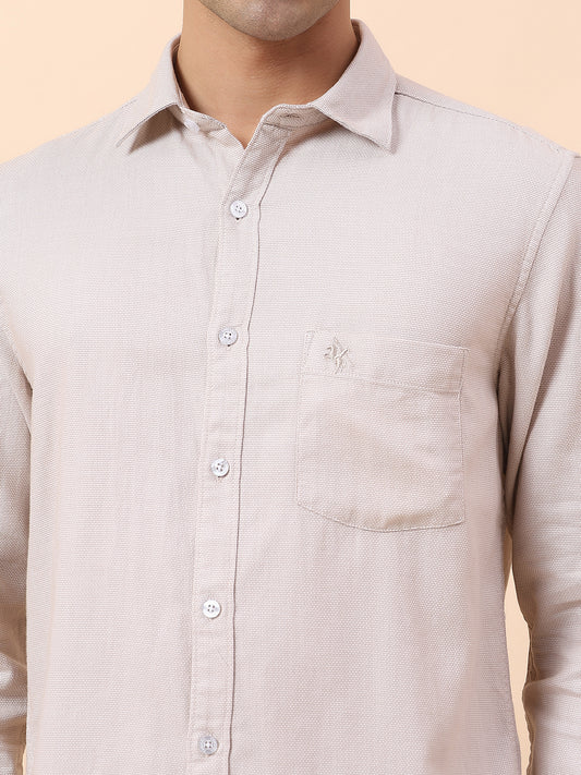 Casual Shirt for Men | Breathable & Soft with Color Fastness Slim Fit Spread Collar Cotton Fabric Self Design Pattern