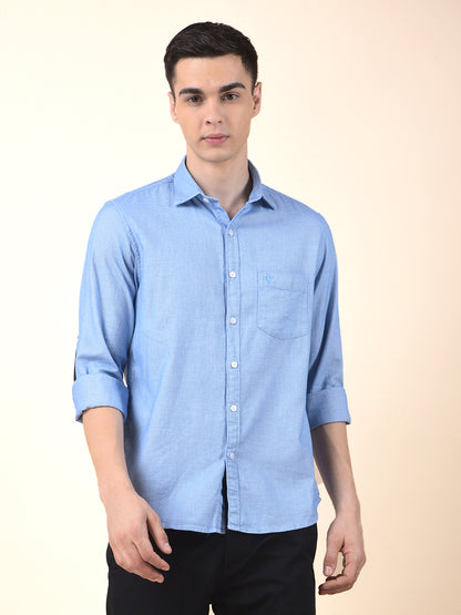Casual Shirt for Men | Breathable & Soft with Color Fastness Slim Cotton Fabric Self Design Pattern