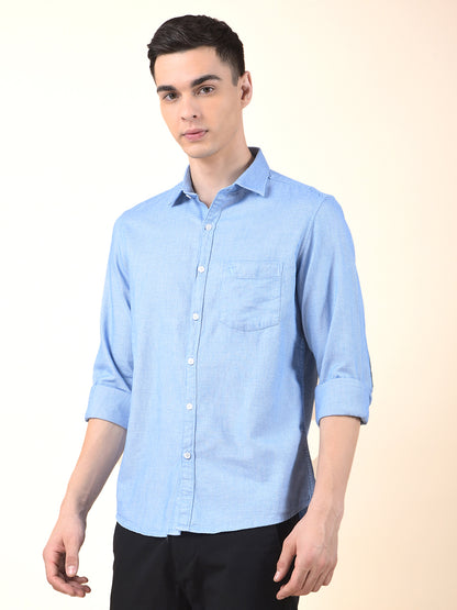 Casual Shirt for Men | Breathable & Soft with Color Fastness Slim Cotton Fabric Self Design Pattern