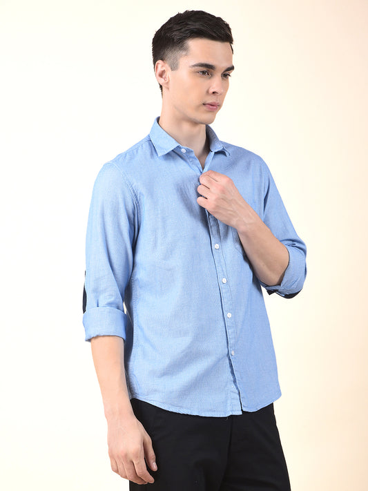 Casual Shirt for Men | Breathable & Soft with Color Fastness Slim Cotton Fabric Self Design Pattern