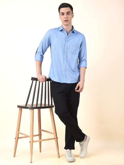 Casual Shirt for Men | Breathable & Soft with Color Fastness Slim Cotton Fabric Self Design Pattern