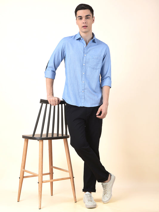 Casual Shirt for Men | Breathable & Soft with Color Fastness Slim Cotton Fabric Self Design Pattern