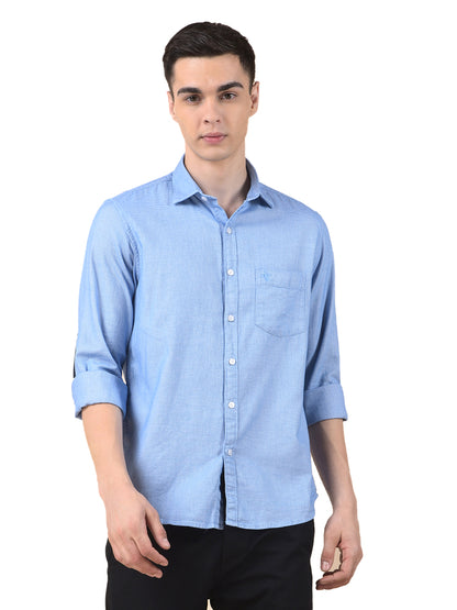 Casual Shirt for Men | Breathable & Soft with Color Fastness Slim Cotton Fabric Self Design Pattern