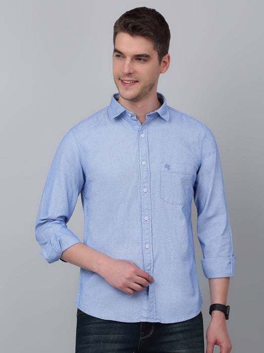 Casual Shirt for Men | Breathable & Soft with Color Fastness Regular Fit Spread Collar Neck Cotton Fabric Self Design Pattern