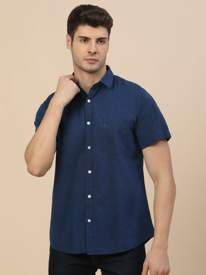 Casual Shirt for Men | Breathable & Soft with Color Fastness Regular Fit Spread Collar Neck Cotton Fabric Solid Pattern