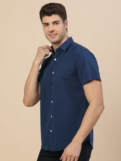 Casual Shirt for Men | Breathable & Soft with Color Fastness Regular Fit Spread Collar Neck Cotton Fabric Solid Pattern