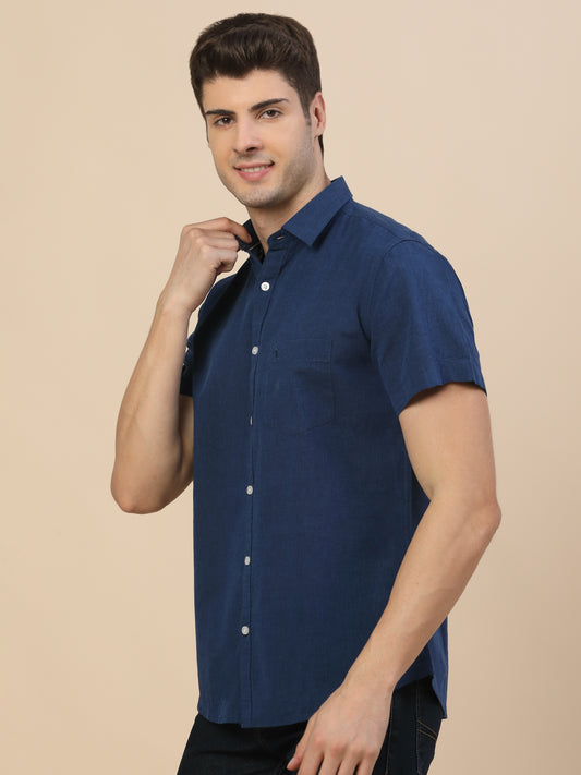 Casual Shirt for Men | Breathable & Soft with Color Fastness Regular Fit Spread Collar Neck Cotton Fabric Solid Pattern