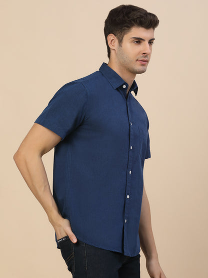 Casual Shirt for Men | Breathable & Soft with Color Fastness Regular Fit Spread Collar Neck Cotton Fabric Solid Pattern