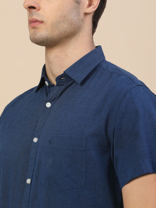 Casual Shirt for Men | Breathable & Soft with Color Fastness Regular Fit Spread Collar Neck Cotton Fabric Solid Pattern