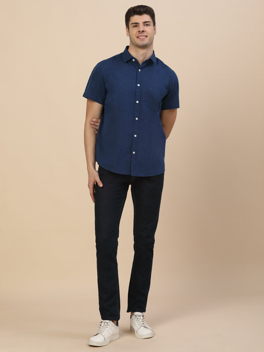 Casual Shirt for Men | Breathable & Soft with Color Fastness Regular Fit Spread Collar Neck Cotton Fabric Solid Pattern