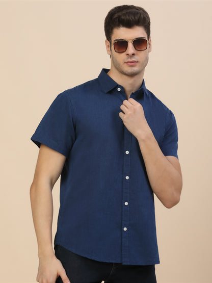 Casual Shirt for Men | Breathable & Soft with Color Fastness Regular Fit Spread Collar Neck Cotton Fabric Solid Pattern
