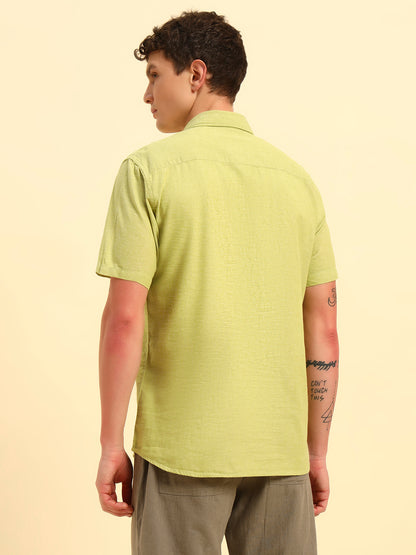Casual Shirt for Men | Breathable & Soft with Color Fastness Regular Fit Spread Collar Neck Cotton Fabric Solid Pattern