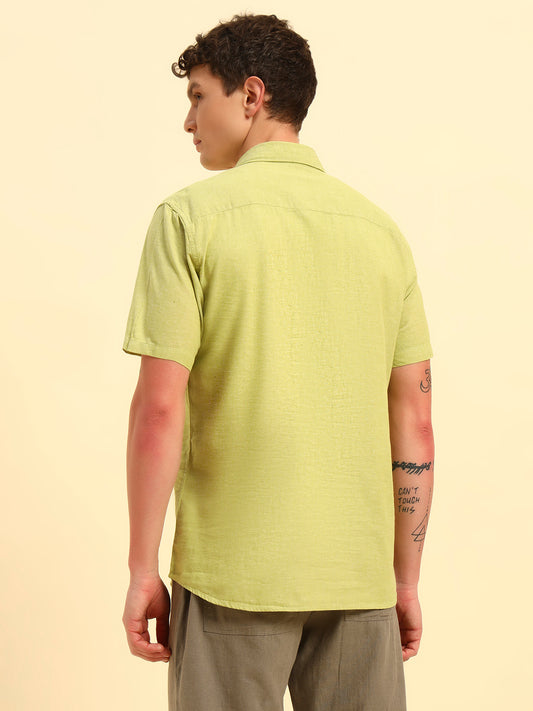 Casual Shirt for Men | Breathable & Soft with Color Fastness Regular Fit Spread Collar Neck Cotton Fabric Solid Pattern
