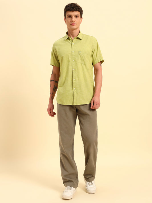 Casual Shirt for Men | Breathable & Soft with Color Fastness Regular Fit Spread Collar Neck Cotton Fabric Solid Pattern