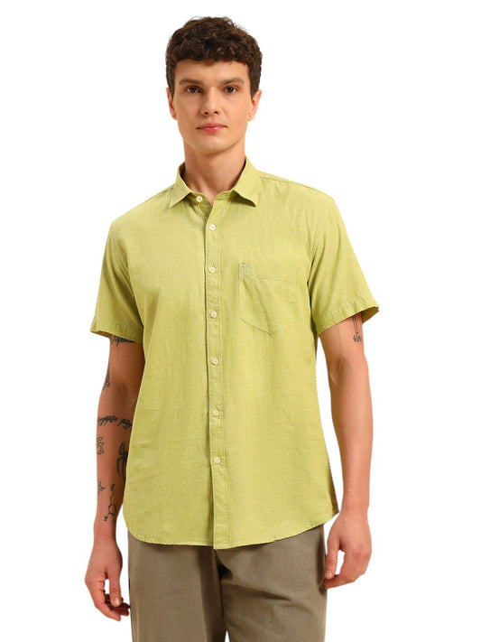 Casual Shirt for Men | Breathable & Soft with Color Fastness Regular Fit Spread Collar Neck Cotton Fabric Solid Pattern