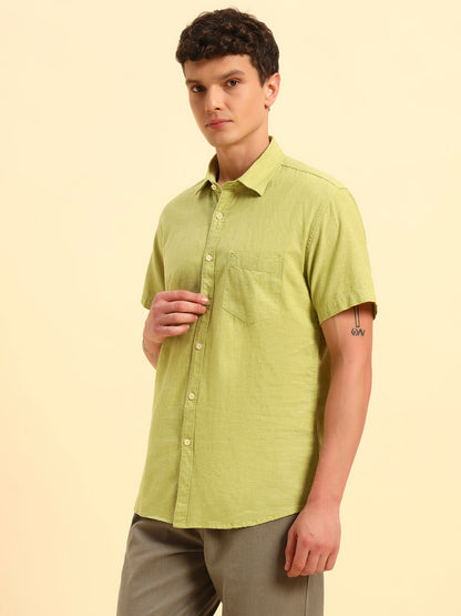 Casual Shirt for Men | Breathable & Soft with Color Fastness Regular Fit Spread Collar Neck Cotton Fabric Solid Pattern
