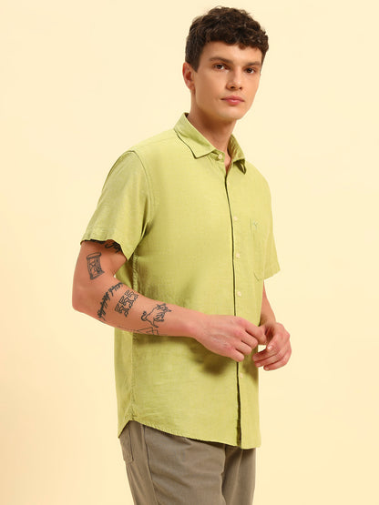 Casual Shirt for Men | Breathable & Soft with Color Fastness Regular Fit Spread Collar Neck Cotton Fabric Solid Pattern