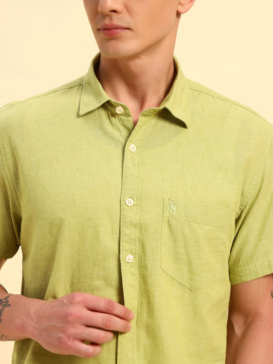 Casual Shirt for Men | Breathable & Soft with Color Fastness Regular Fit Spread Collar Neck Cotton Fabric Solid Pattern
