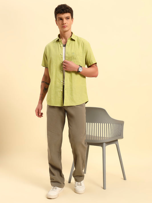 Casual Shirt for Men | Breathable & Soft with Color Fastness Regular Fit Spread Collar Neck Cotton Fabric Solid Pattern