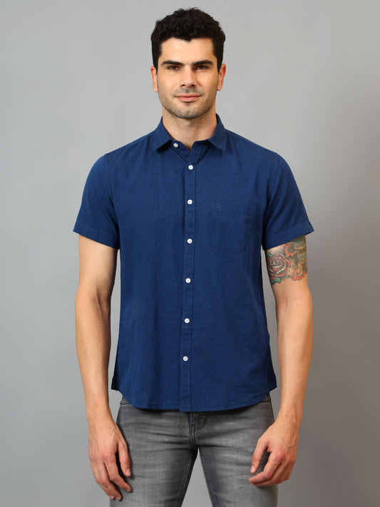 Casual Shirt for Men | Breathable & Soft with Color Fastness Regular Fit Spread Collar Neck Cotton Fabric Solid Pattern
