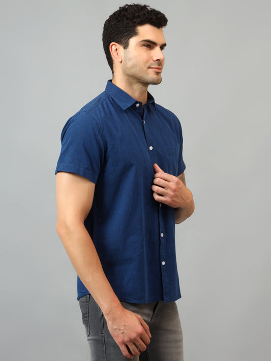 Casual Shirt for Men | Breathable & Soft with Color Fastness Regular Fit Spread Collar Neck Cotton Fabric Solid Pattern