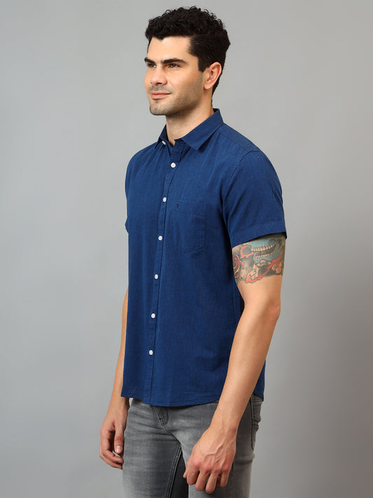 Casual Shirt for Men | Breathable & Soft with Color Fastness Regular Fit Spread Collar Neck Cotton Fabric Solid Pattern