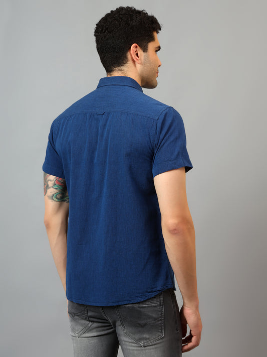 Casual Shirt for Men | Breathable & Soft with Color Fastness Regular Fit Spread Collar Neck Cotton Fabric Solid Pattern