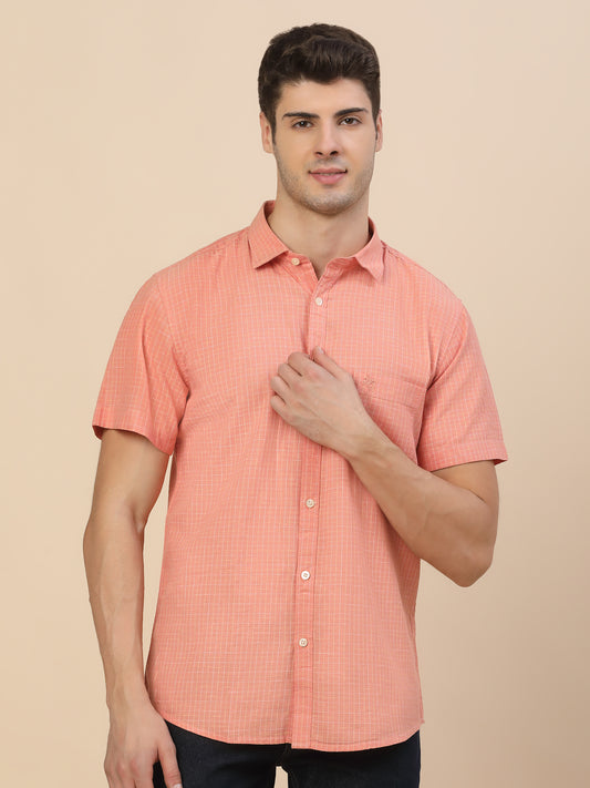 Casual Shirt for Men | Breathable & Soft with Color Fastness Regular Fit Spread Collar Neck Cotton Fabric Check Pattern