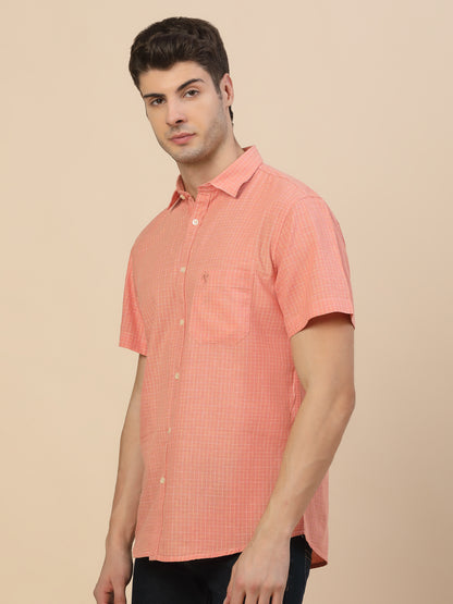 Casual Shirt for Men | Breathable & Soft with Color Fastness Regular Fit Spread Collar Neck Cotton Fabric Check Pattern