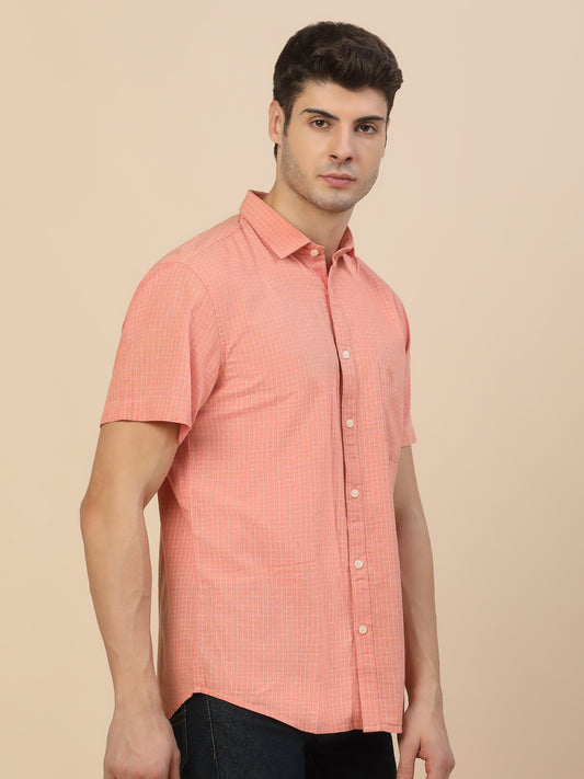 Casual Shirt for Men | Breathable & Soft with Color Fastness Regular Fit Spread Collar Neck Cotton Fabric Check Pattern
