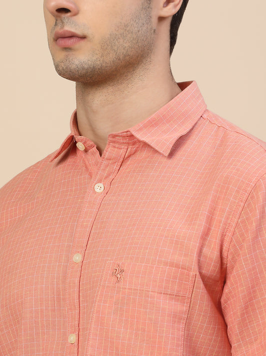 Casual Shirt for Men | Breathable & Soft with Color Fastness Regular Fit Spread Collar Neck Cotton Fabric Check Pattern