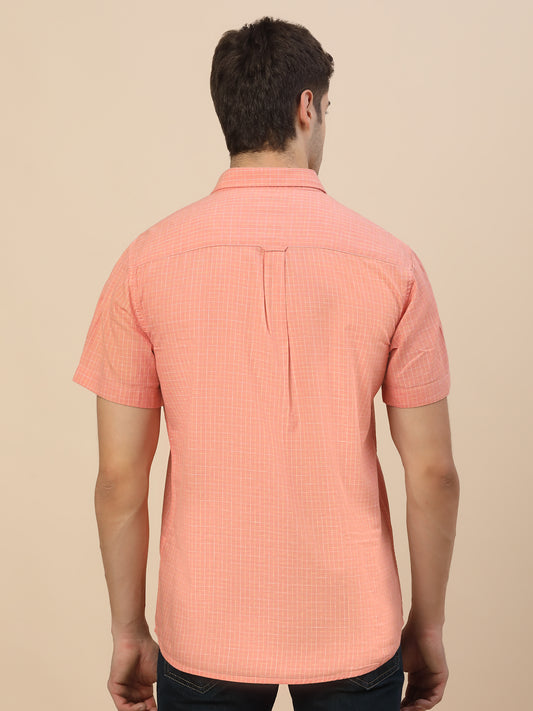 Casual Shirt for Men | Breathable & Soft with Color Fastness Regular Fit Spread Collar Neck Cotton Fabric Check Pattern