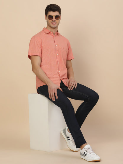 Casual Shirt for Men | Breathable & Soft with Color Fastness Regular Fit Spread Collar Neck Cotton Fabric Check Pattern