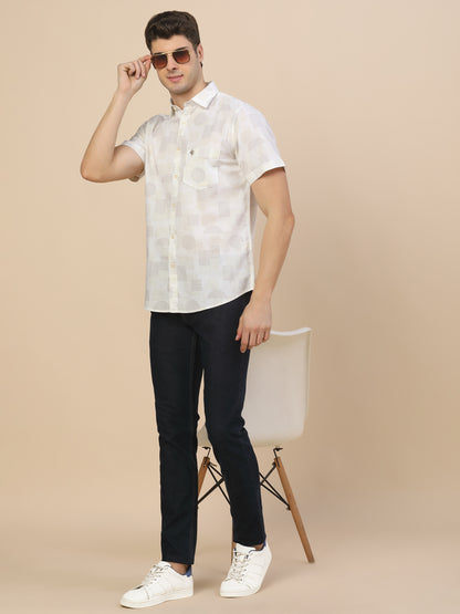 Casual Shirt for Men | Breathable & Soft with Color Fastness Regular Fit Spread Collar Neck Cotton Fabric Printed Pattern