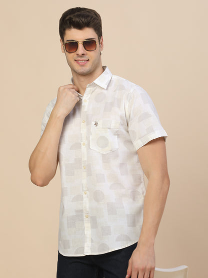 Casual Shirt for Men | Breathable & Soft with Color Fastness Regular Fit Spread Collar Neck Cotton Fabric Printed Pattern