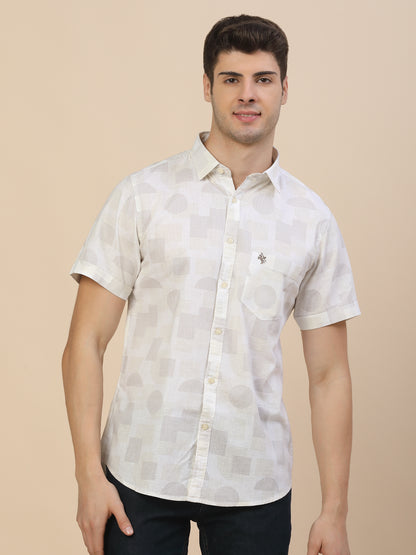 Casual Shirt for Men | Breathable & Soft with Color Fastness Regular Fit Spread Collar Neck Cotton Fabric Printed Pattern