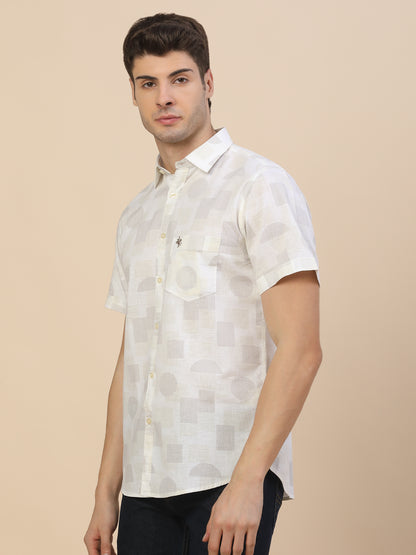 Casual Shirt for Men | Breathable & Soft with Color Fastness Regular Fit Spread Collar Neck Cotton Fabric Printed Pattern