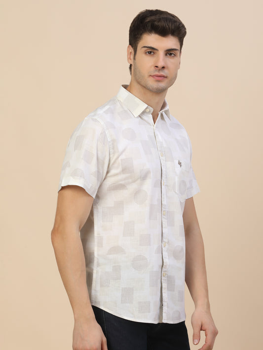 Casual Shirt for Men | Breathable & Soft with Color Fastness Regular Fit Spread Collar Neck Cotton Fabric Printed Pattern
