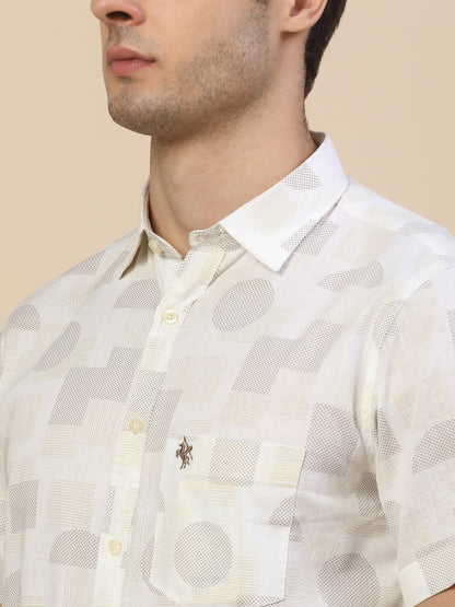Casual Shirt for Men | Breathable & Soft with Color Fastness Regular Fit Spread Collar Neck Cotton Fabric Printed Pattern