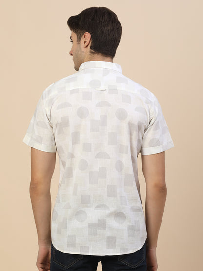 Casual Shirt for Men | Breathable & Soft with Color Fastness Regular Fit Spread Collar Neck Cotton Fabric Printed Pattern