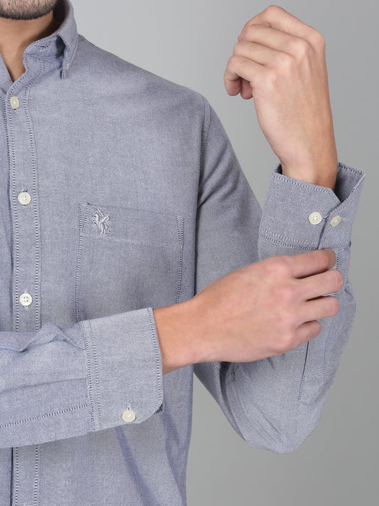Casual Shirt for Men | Breathable & Soft with Color Fastness Regular Fit Spread Collar Neck Cotton Fabric Solid Pattern