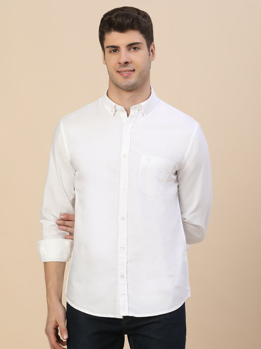 Casual Shirt for Men | Breathable & Soft with Color Fastness Regular Fit Spread Collar Neck Cotton Fabric Solid Pattern