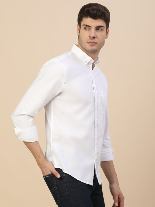 Casual Shirt for Men | Breathable & Soft with Color Fastness Regular Fit Spread Collar Neck Cotton Fabric Solid Pattern