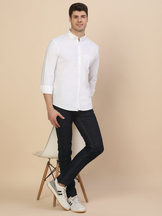Casual Shirt for Men | Breathable & Soft with Color Fastness Regular Fit Spread Collar Neck Cotton Fabric Solid Pattern