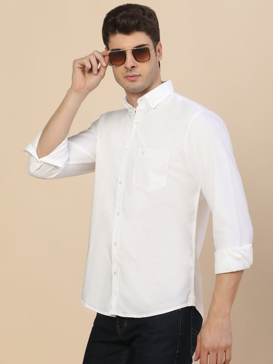 Casual Shirt for Men | Breathable & Soft with Color Fastness Regular Fit Spread Collar Neck Cotton Fabric Solid Pattern